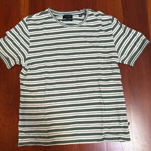 Ted Baker Green and White Striped Tee